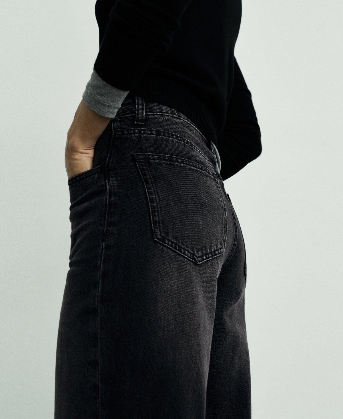 Mango Women's Danila Wide Leg High-rise Jeans In Black Denim