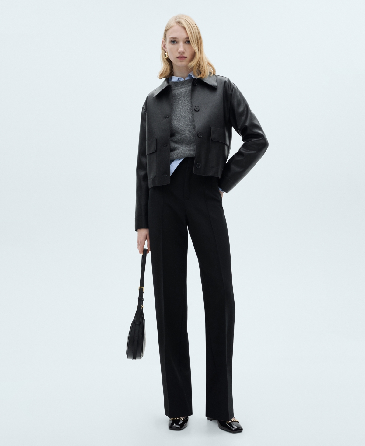 Mango Women's Straight-fit Pleated Pants In Black