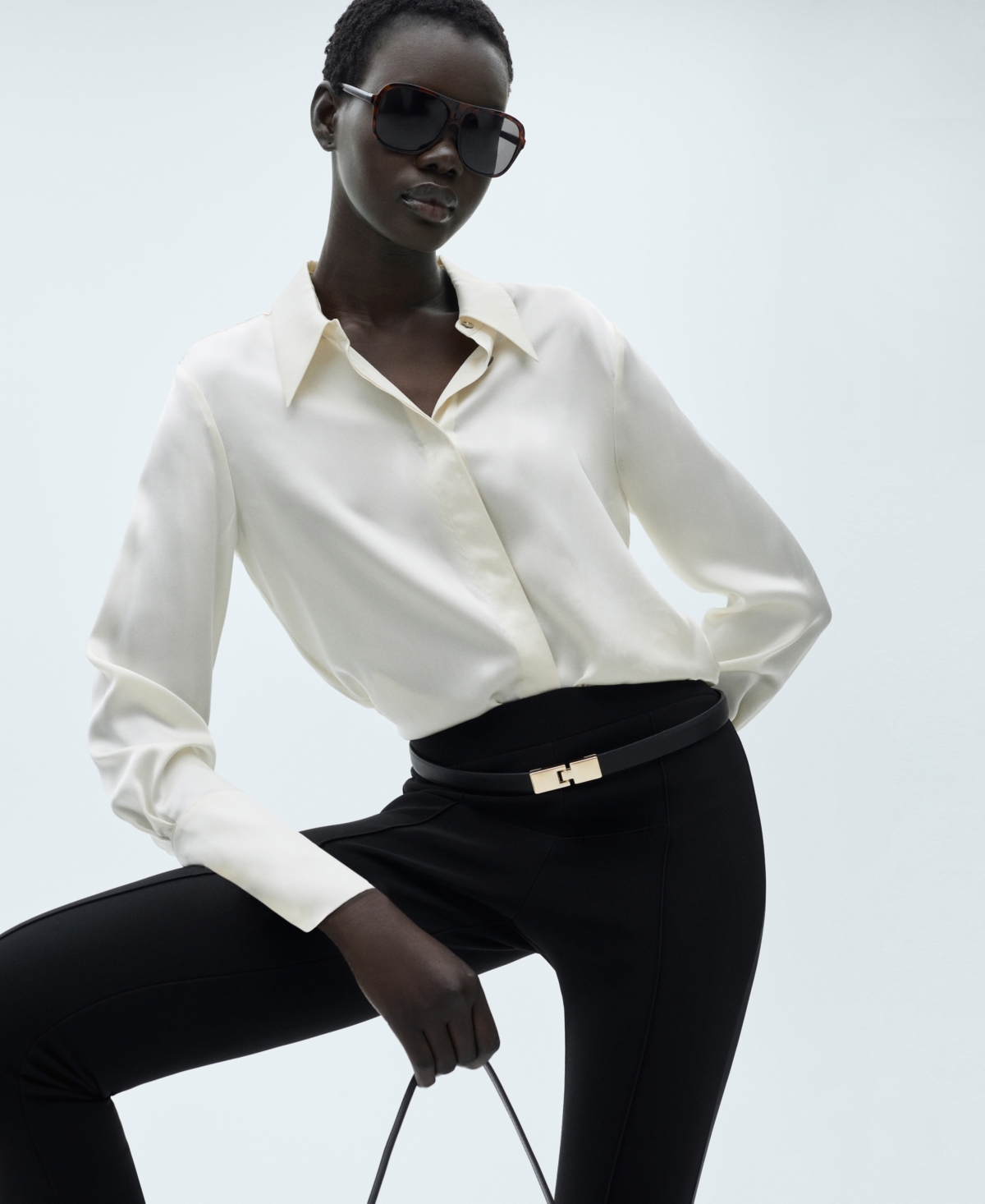 Shop Mango Women's Seam Detail Leggings In Black