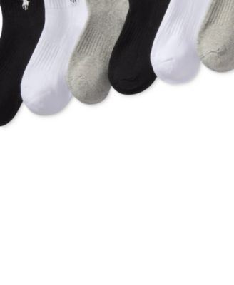 Little & Big Boys Solid Quarter Crew Socks, 6-Pack 
