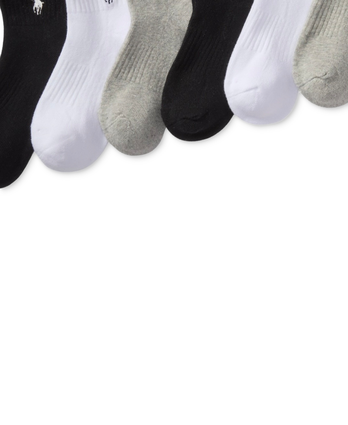 Polo Ralph Lauren Little & Big Boys Solid Quarter Crew Socks, 6-pack In Gray