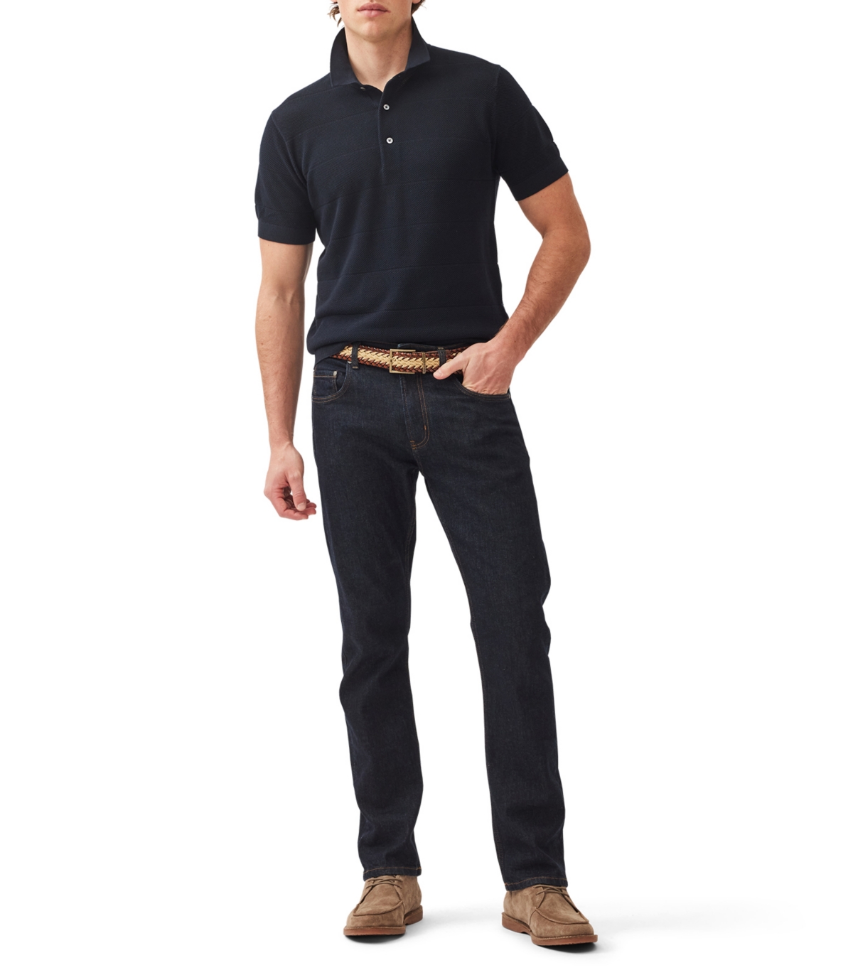 Rodd & Gunn Masons Regular Fit Flat Knit Polo Shirt In Blue