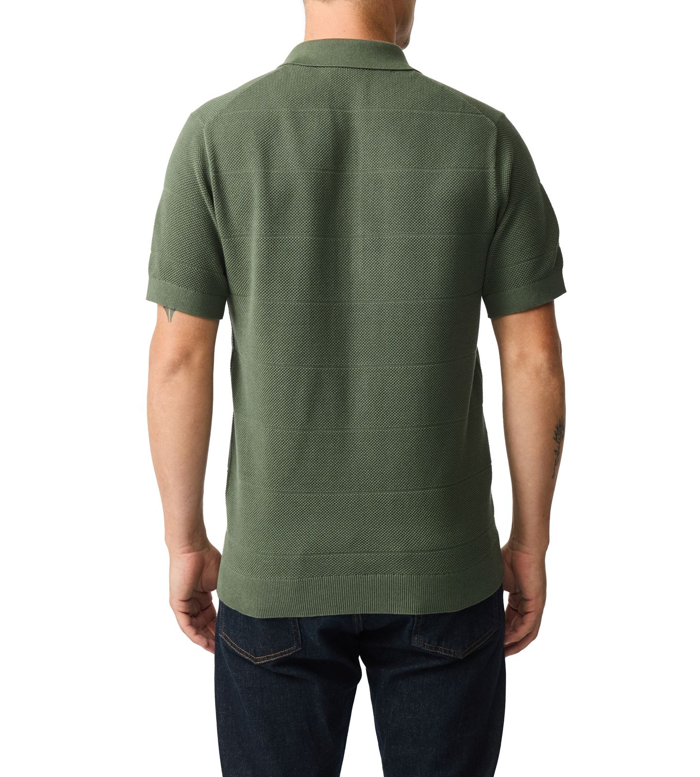 Мужское поло Rodd & Gunn Masons Flat Knit Polo Shirt, цвет: Тёмно-зелёный — фото 2