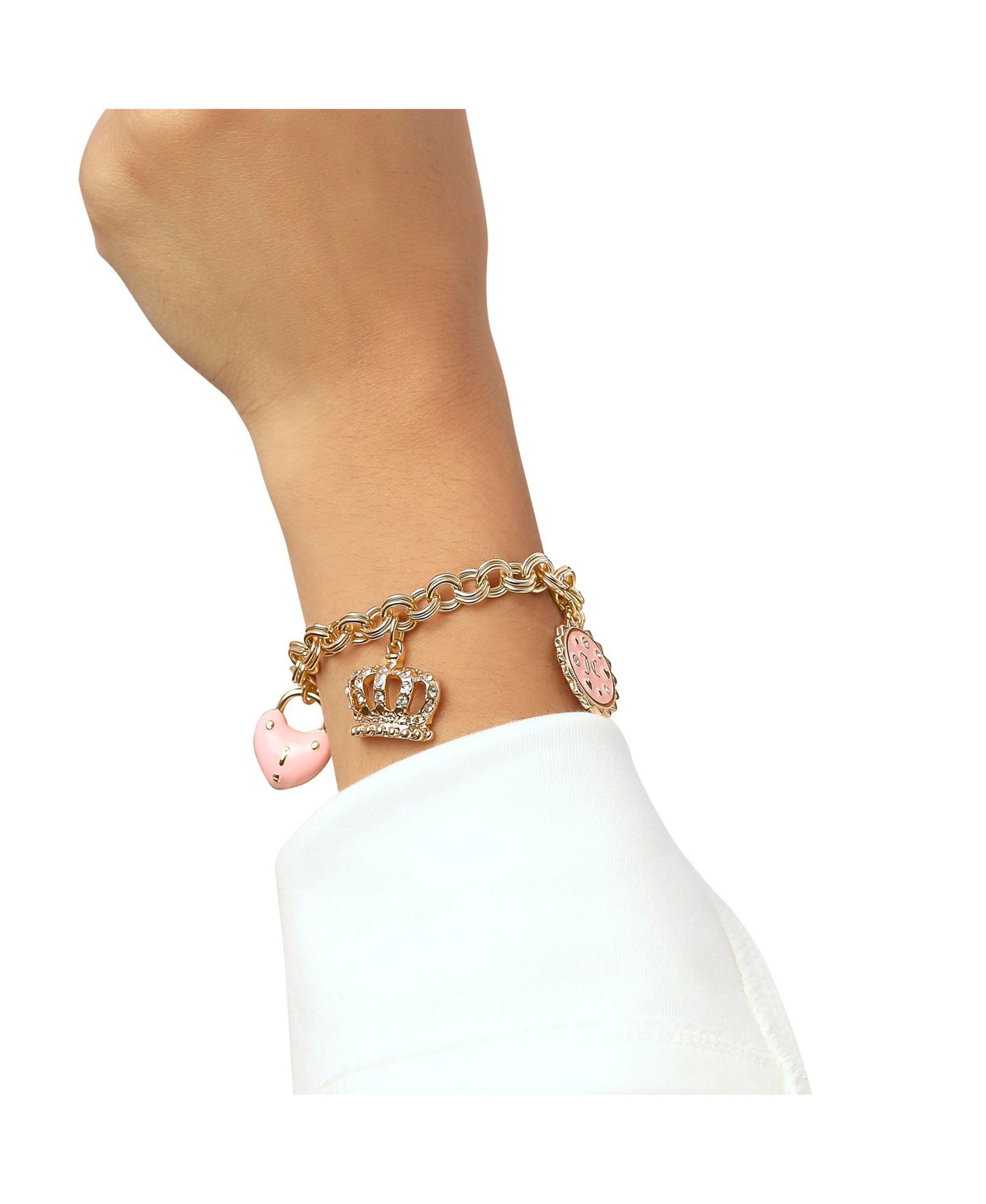 -Tone Charm Bracelet with PavÃ© Accents