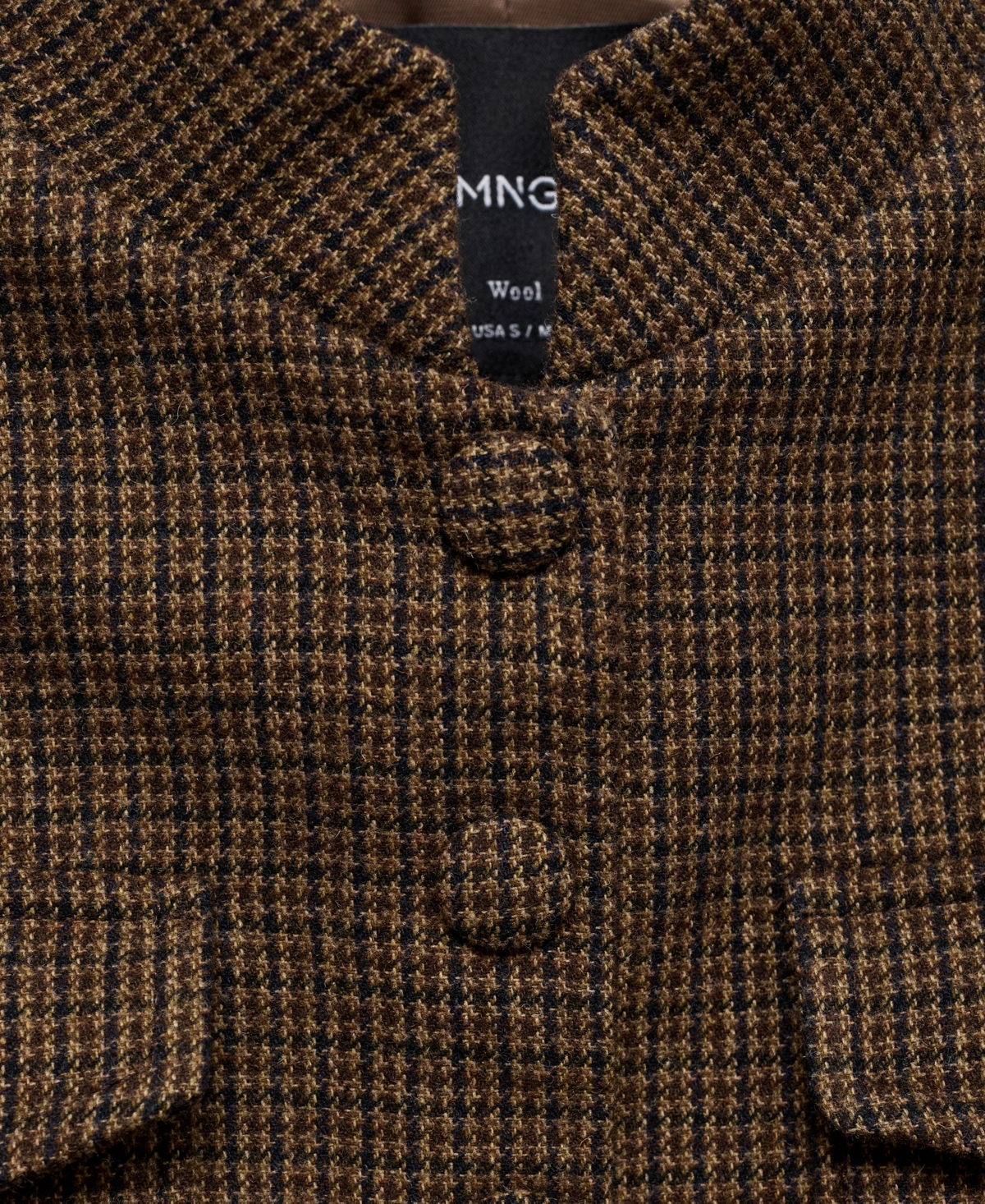 Mango Women's Micro Houndstooth Wool Jacket In Brown