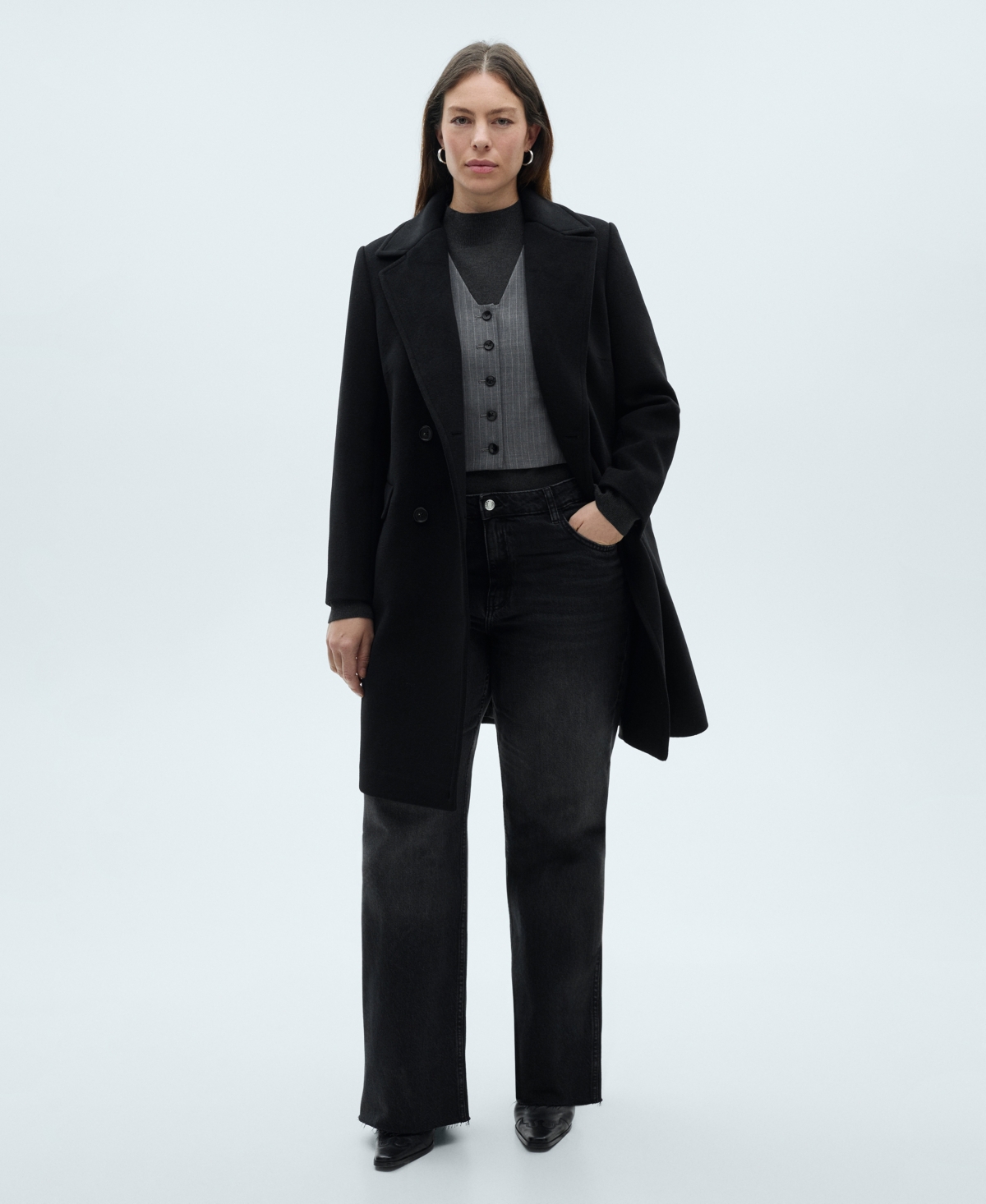 MANGO WOMEN'S DOUBLE-BREASTED WOOL COAT