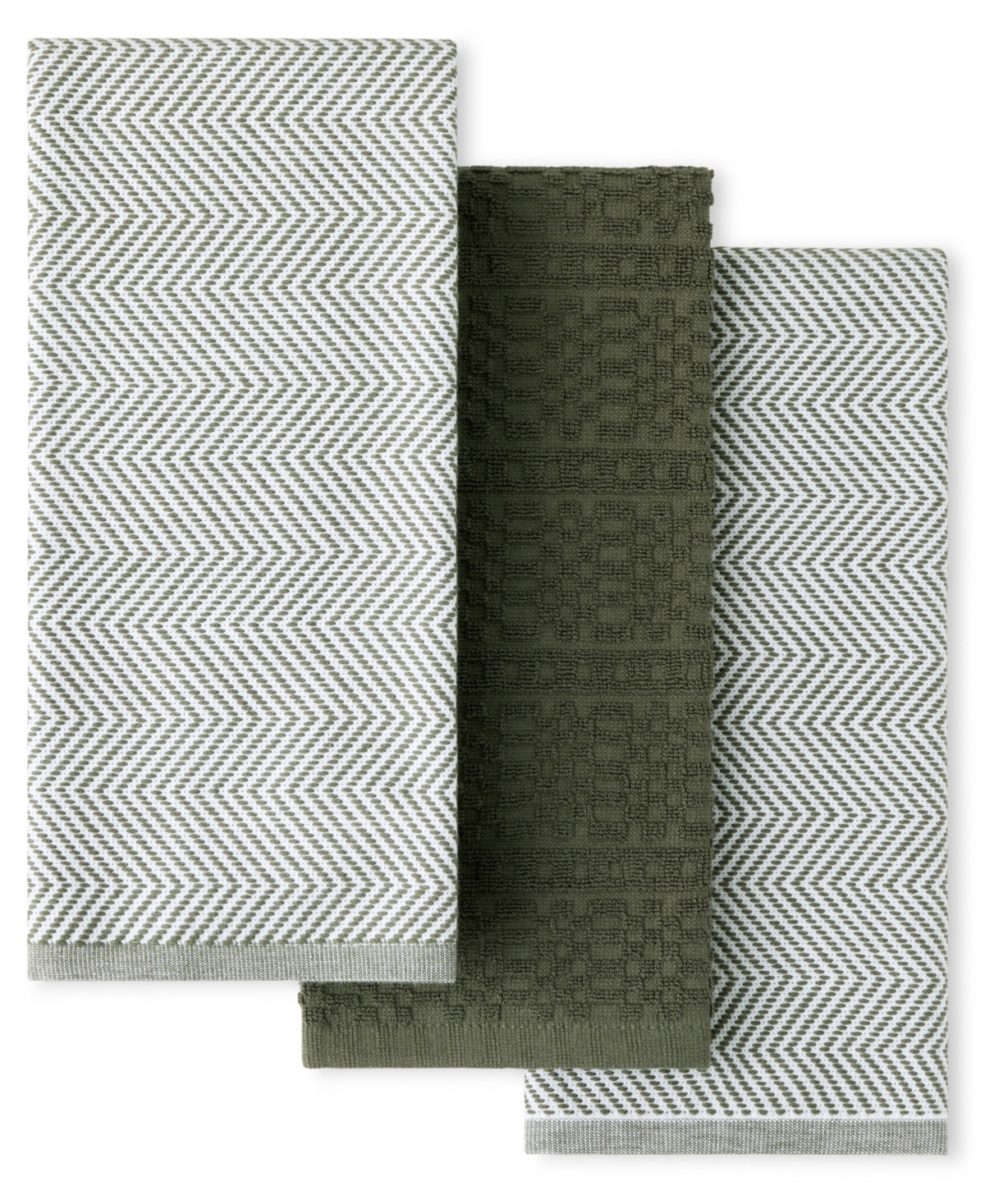 Design Series Heavyweight 3-Piece Textured Kitchen Towel Set - Deep Forest Green