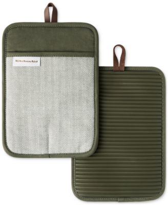 KitchenAid - Evergreen Design Series Herringbone Ribbed Soft Silicone 2-Pc. Pot Holder Set