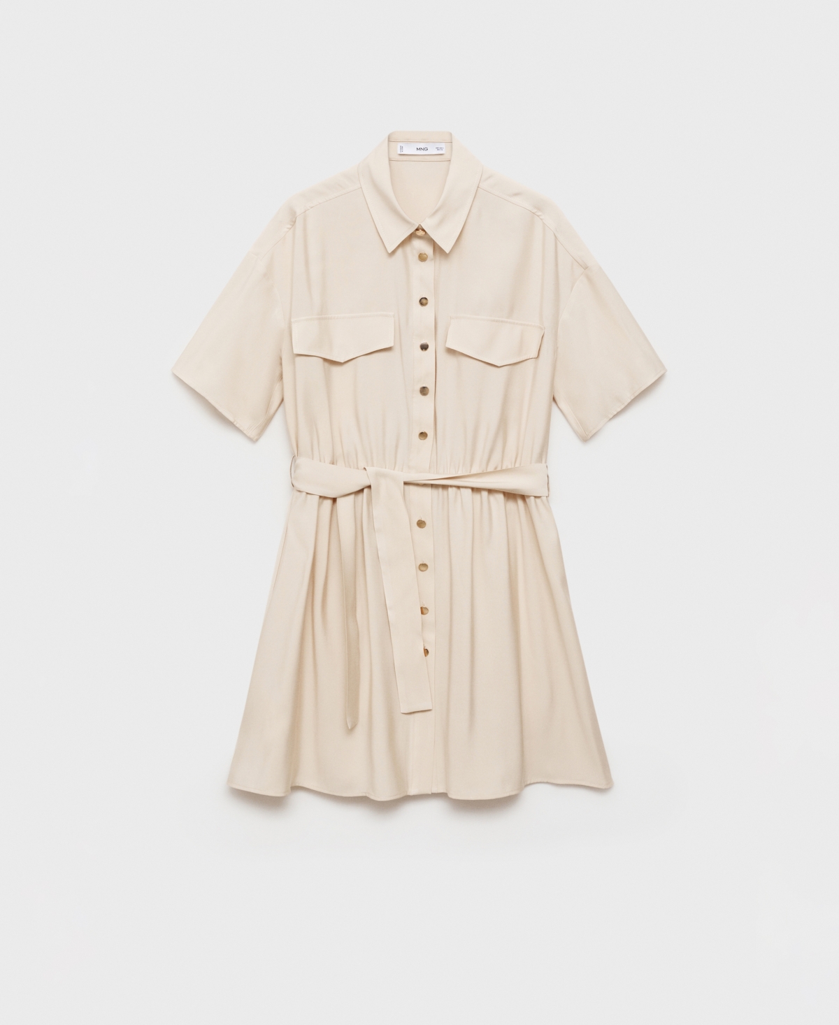 Shop Mango Women's Belt Shirt Dress In Beige