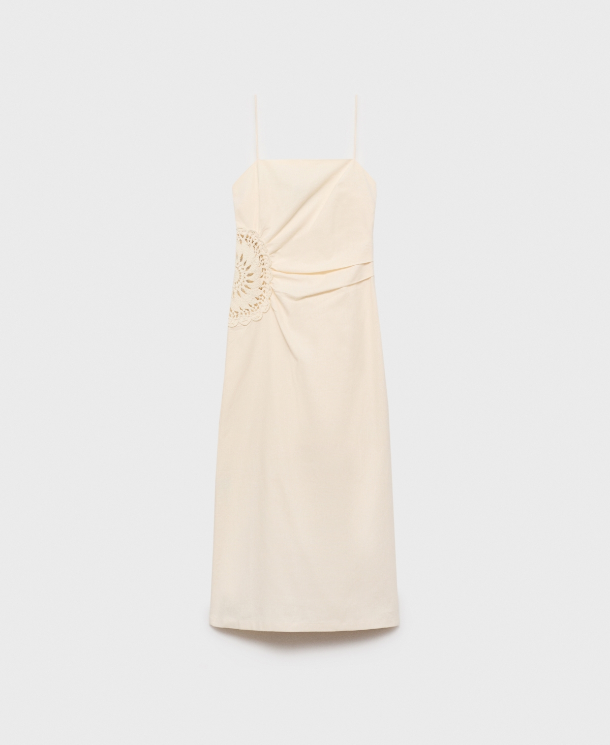 Mango Women's Openwork Flower Midi Dress In Ecru