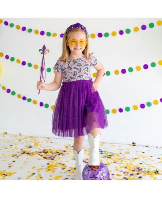 Toddler Girls Mardi Gras Short Sleeve Tutu Dress