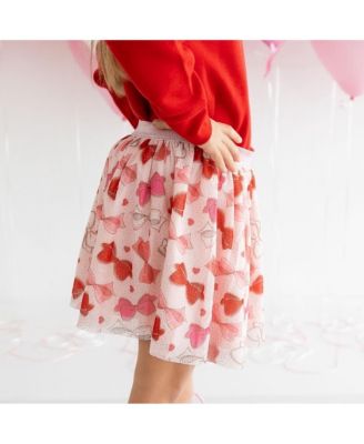 Little and Big Girls Bow Love Valentine's Day Tutu Skirt