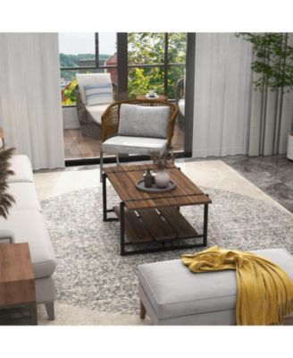 41-Inch 1-Pc Wood and Metal Coffee Table with Storage & Lift Top Feature