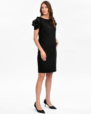 Maternity Sheath Capri Dress with Rose Sleeve Detail