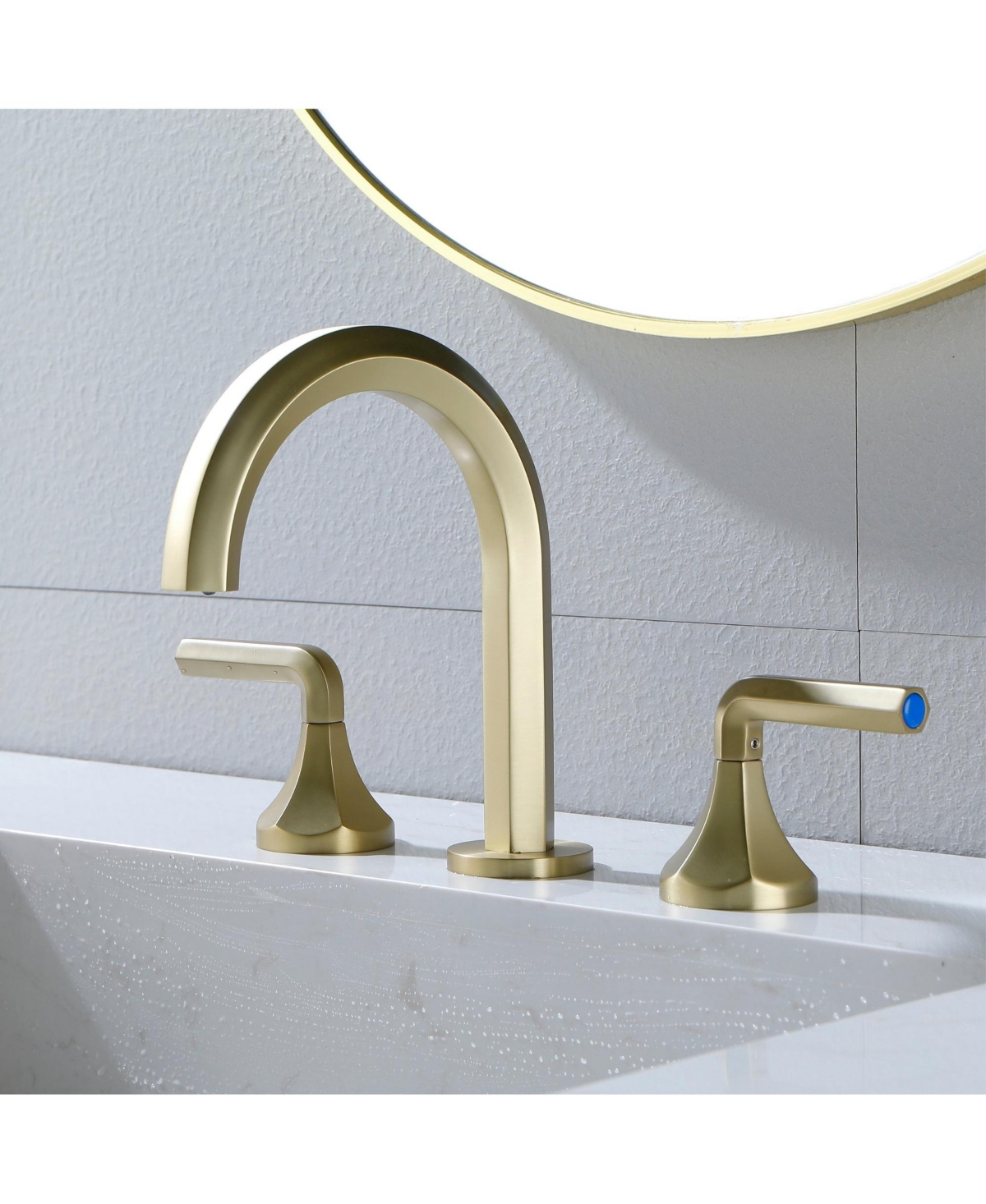 Boyel Living 8" Widespread Brass Bathroom Faucet with Double Handles & Lead-Free Hose
