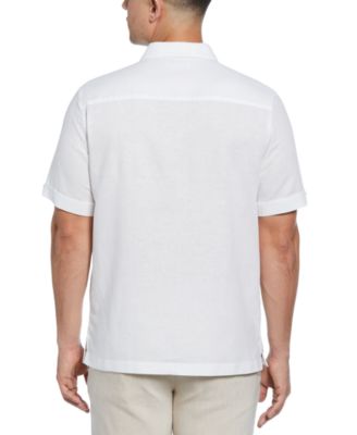 Men's Short Sleeve Panel Button-Front Linen Camp Shirt