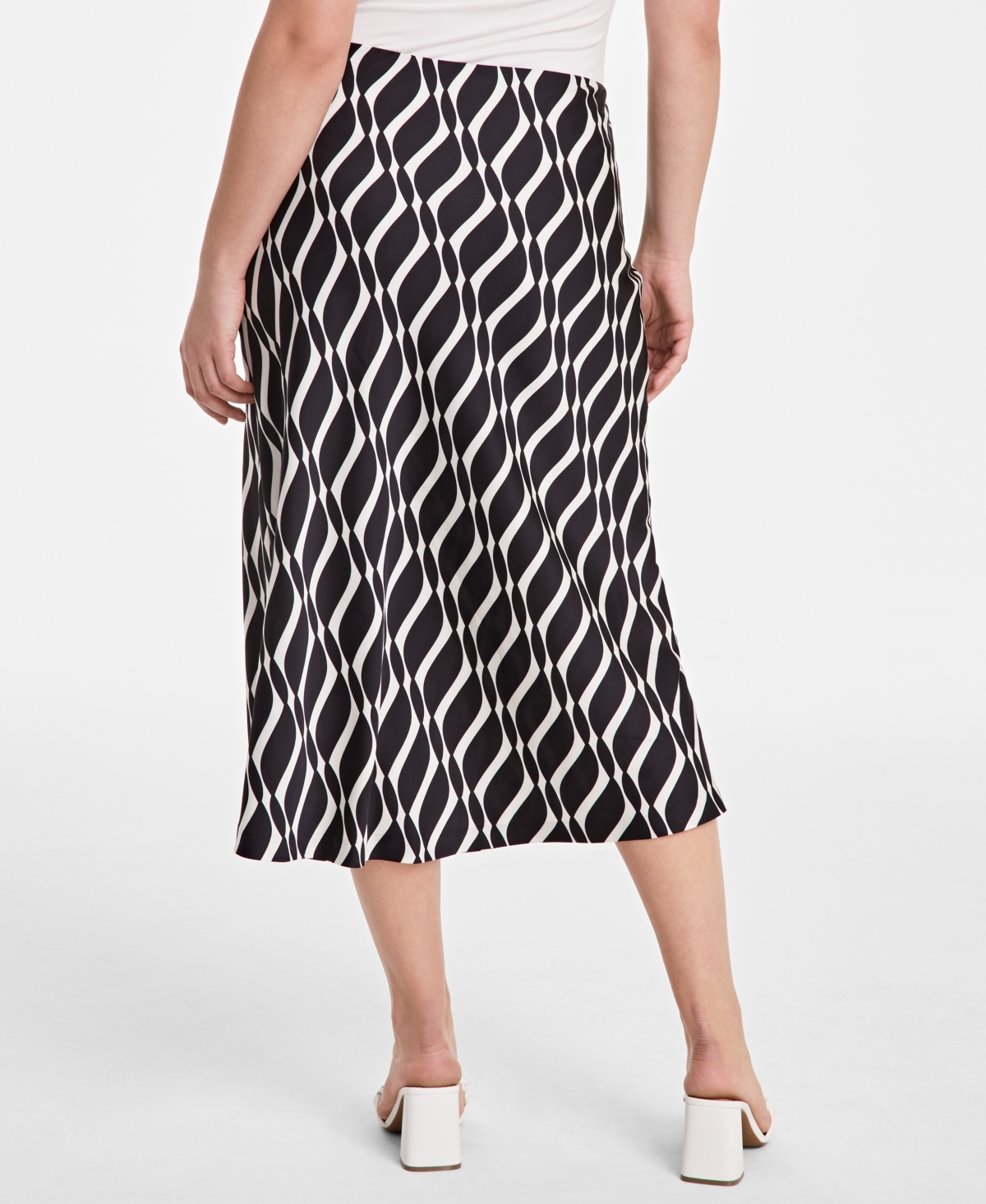 On 34th Women's Printed Midi Slip Skirt, Exclusively At Macy's In Deep Black
