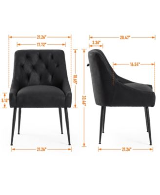 Modern Upholstered Dining Chairs Set of 2, Mid Century Kitchen Side Chairs with 5.12” Cushions and Back Pull Rod for Kitchen, Living Room