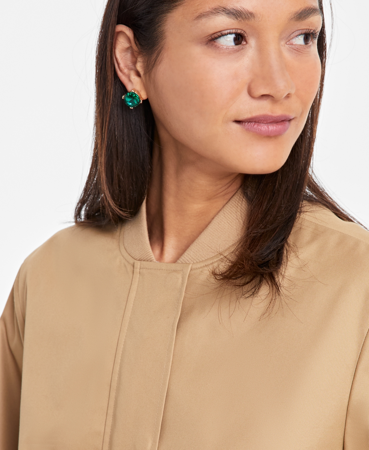 ON 34TH WOMEN'S TWILL BUBBLE-HEM BOMBER JACKET, EXCLUSIVELY AT MACY'S 