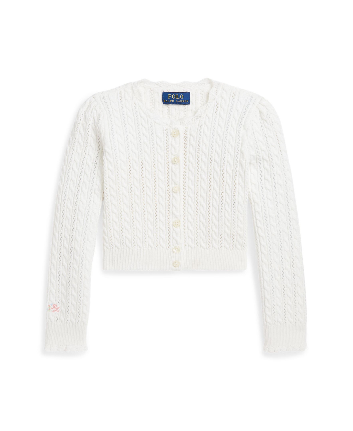 POLO RALPH LAUREN TODDLER AND LITTLE GIRLS POINTELLE-KNIT COTTON CARDIGAN 