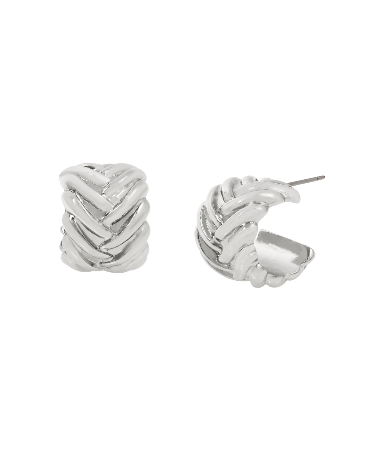 Woven Huggies Hoop Earrings - Gold