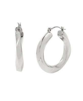 Steve Madden Woven Twist Medium Hoop Earrings - Rhodium 20$