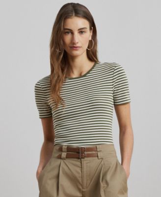 Lauren Ralph Lauren - Petite Striped Stretch Cotton Crewneck Tee