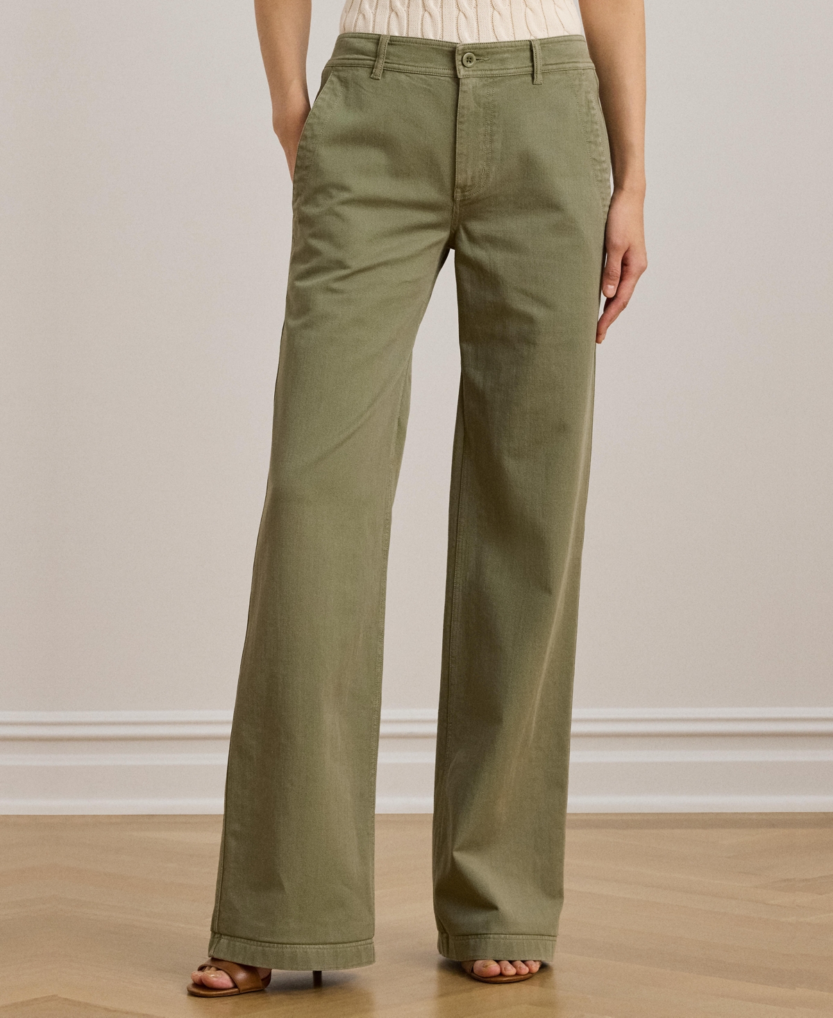 RALPH LAUREN WOMEN'S COTTON TWILL WIDE-LEG PANTS 