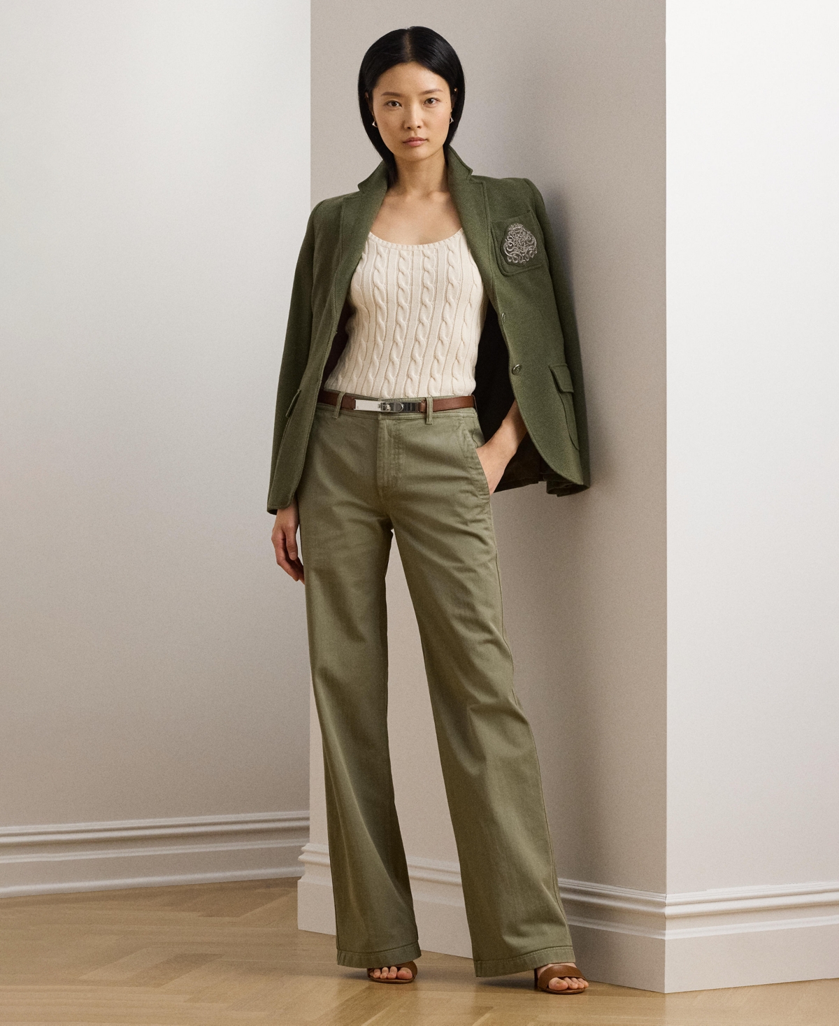 RALPH LAUREN WOMEN'S COTTON TWILL WIDE-LEG PANTS 
