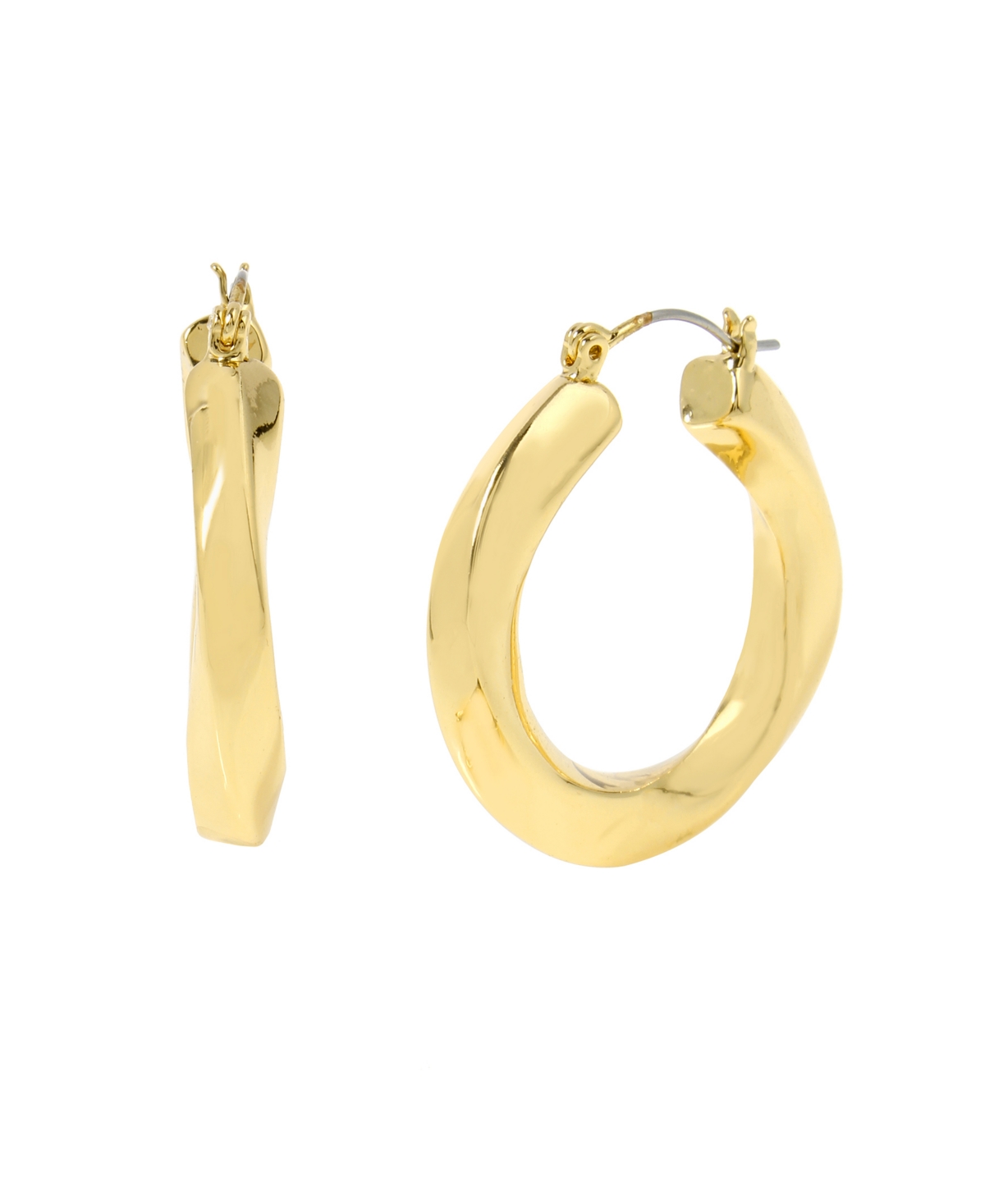 Woven Twist Medium Hoop Earrings - Gold