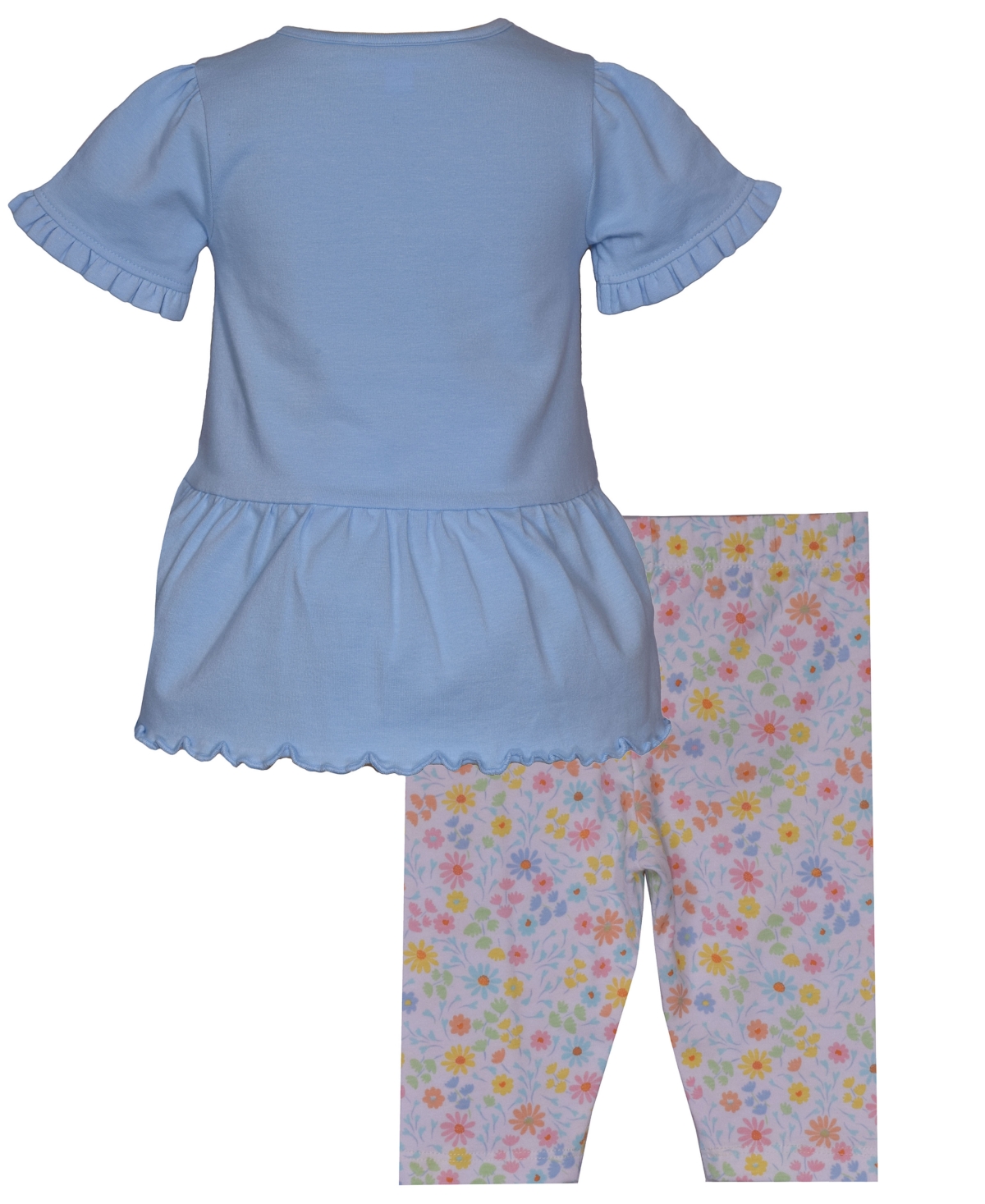 Bonnie Baby Baby Girls 2-piece Floral Applique Outfit In Blue
