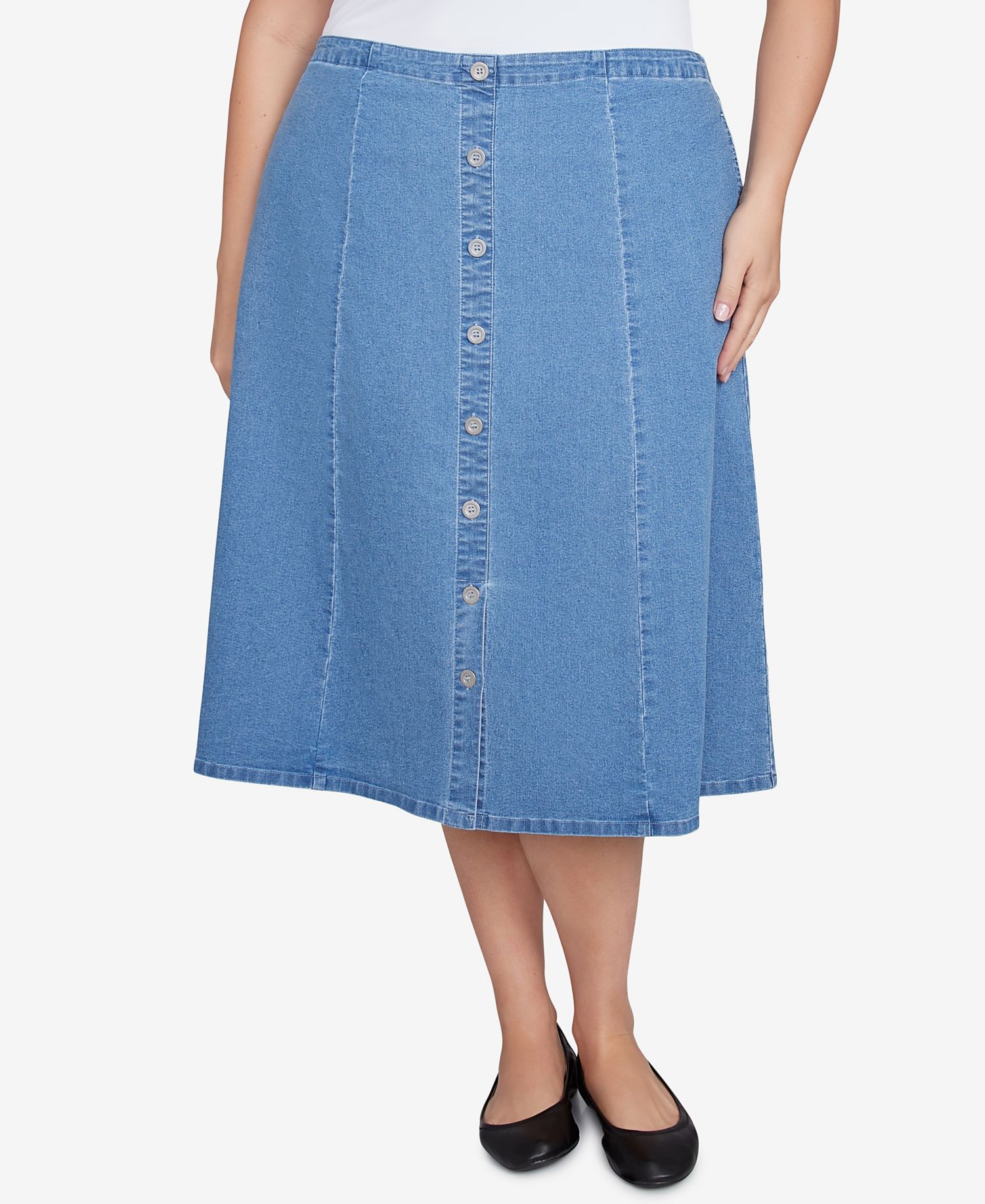 Plus Size Paneled Denim Skirt