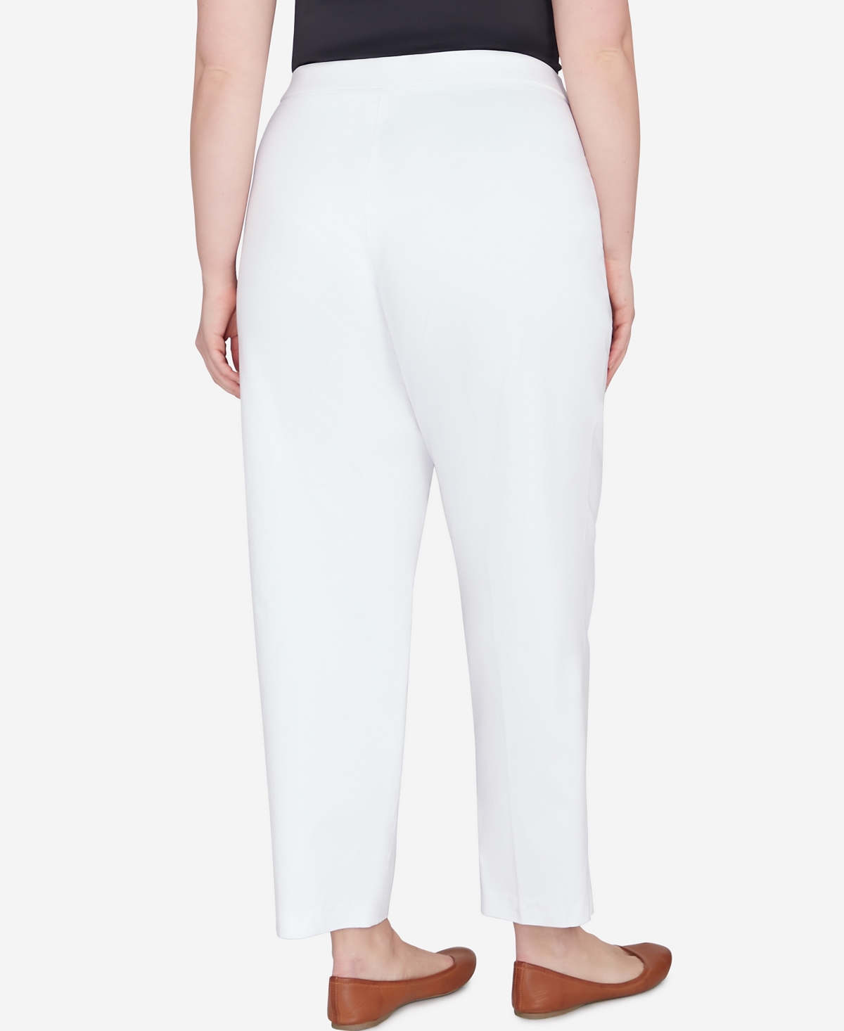 Alfred Dunner Plus Size Classic Allure Fit With Elastic Comfort Waistband Pants In Pure White
