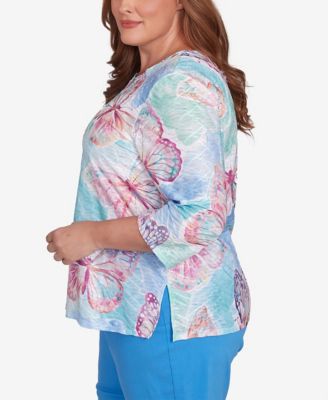 Plus Size Classic Butterfly Crew Neck Top
