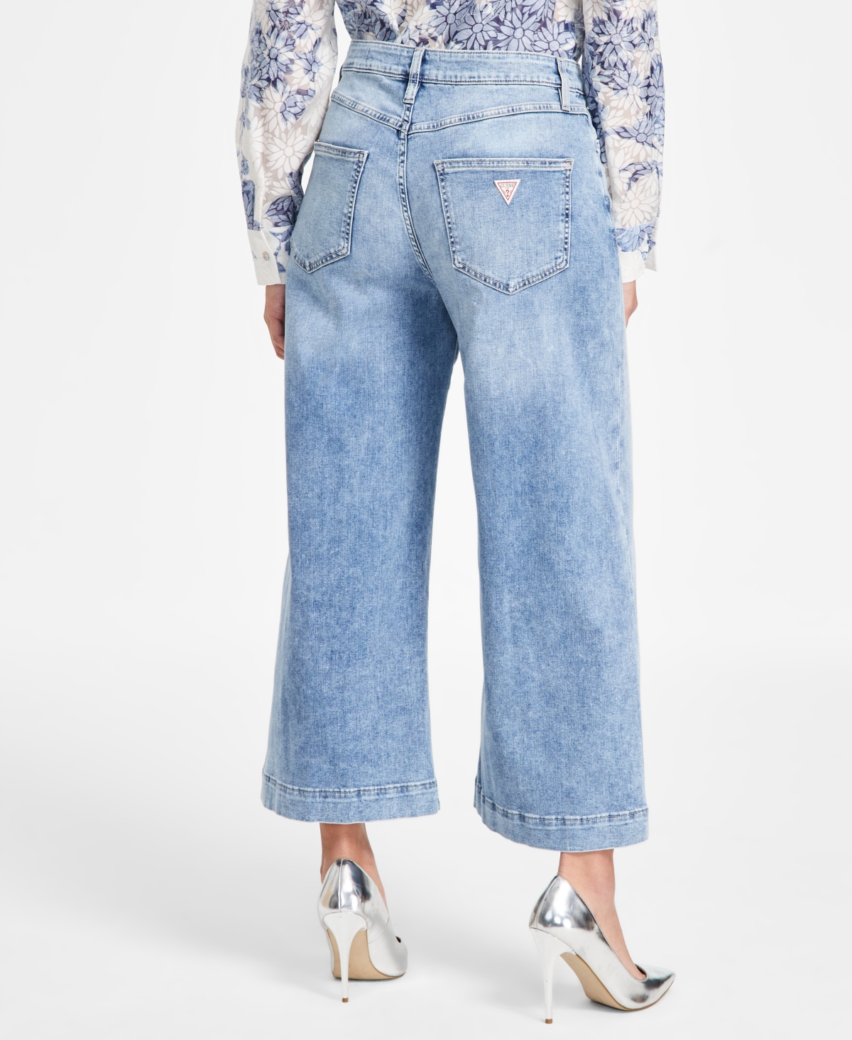 Shop Guess Women's Bellflower Cropped Wide-leg Jeans In Adventurist