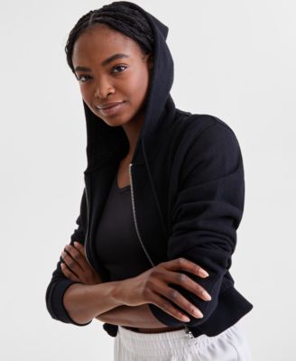 Women's Cropped Full-Zip Knit Hoodie, Exclusively at Macy's