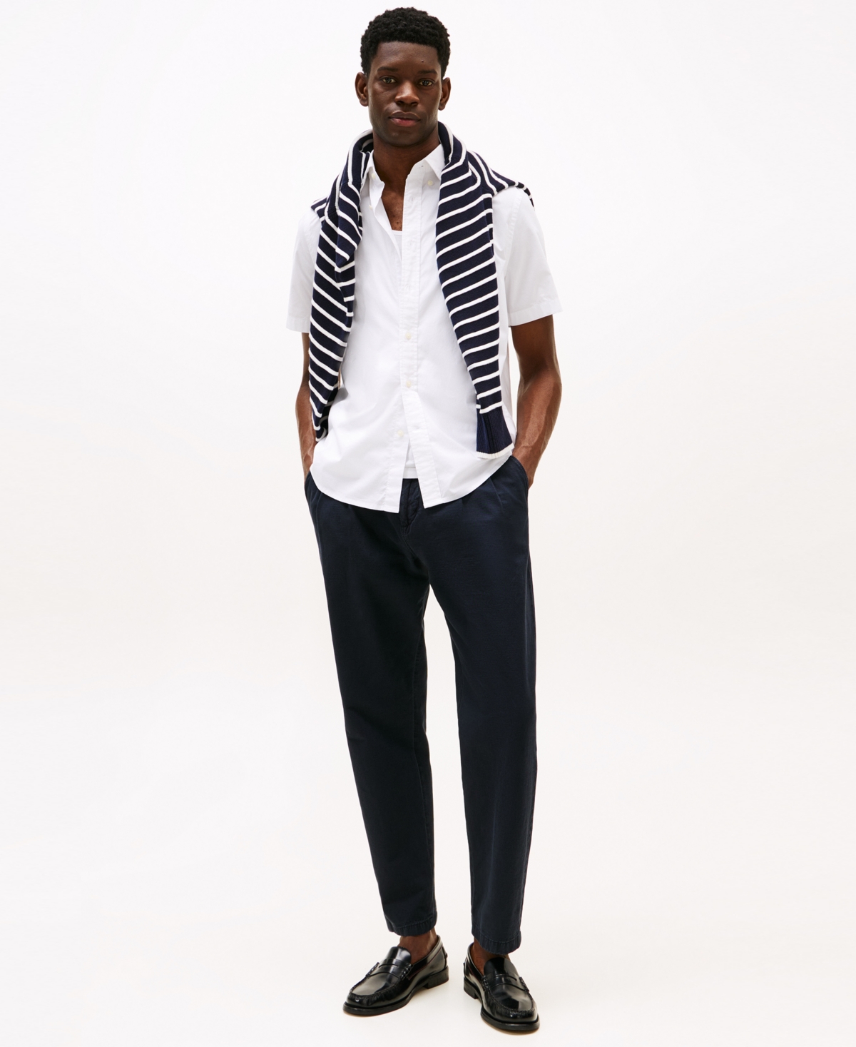 Tommy Hilfiger Men's 1985 Regular-fit Th Flex Stretch Button-down Oxford Shirt In Optic White