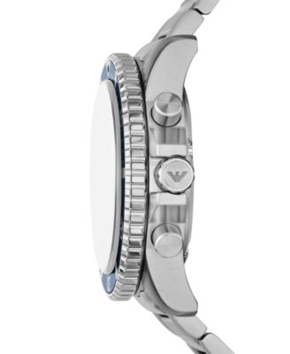 Men's Chronograph World Explorer Solar Stainless Steel Bracelet Watch 44mm