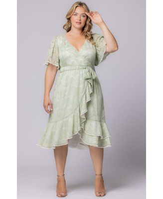 Plus Size Palermo Lace Faux Wrap Cocktail Dress