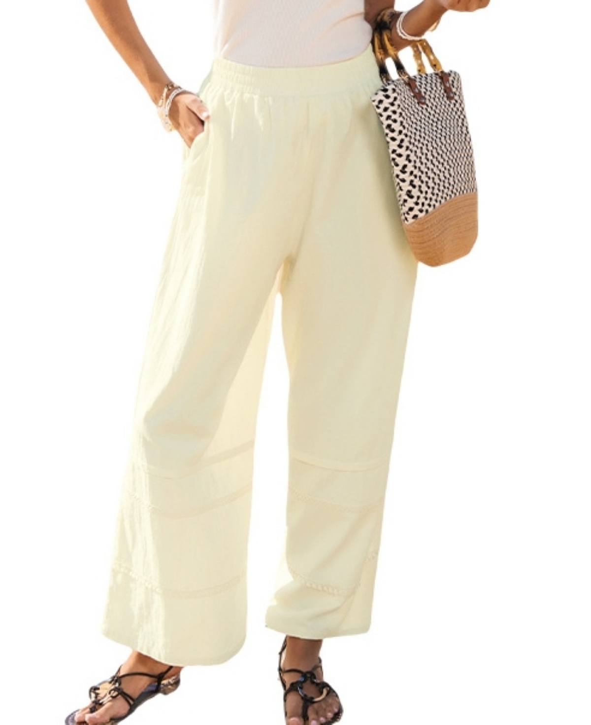 Women's Straight Leg Cover-Up Pants - White