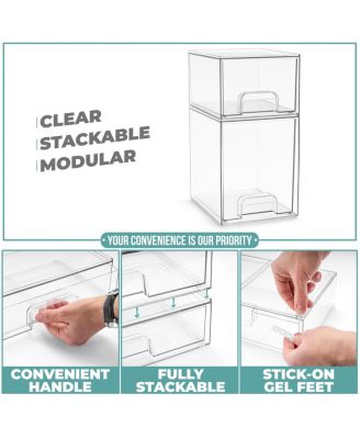 2 Piece (7.6   and 4.4   Tall) Makeup Organizer Case with Pull-Out Drawers