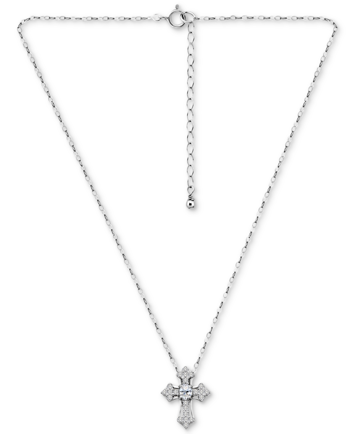 GIANI BERNINI CUBIC ZIRCONIA CROSS PENDANT NECKLACE IN STERLING SILVER, 16" +2" EXTENDER, EXCLUSIVELY AT MACY'S 