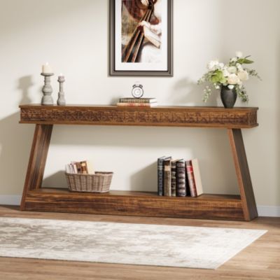 Farmhouse Entryway Table, 70.87-Inch Console Table with Storage, Wood Sofa Table Behind The Couch, Industrial Hallway Accent Table