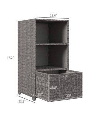 PE Rat Pool Towel Rack with 2 Storage Shelves Basket Mixed