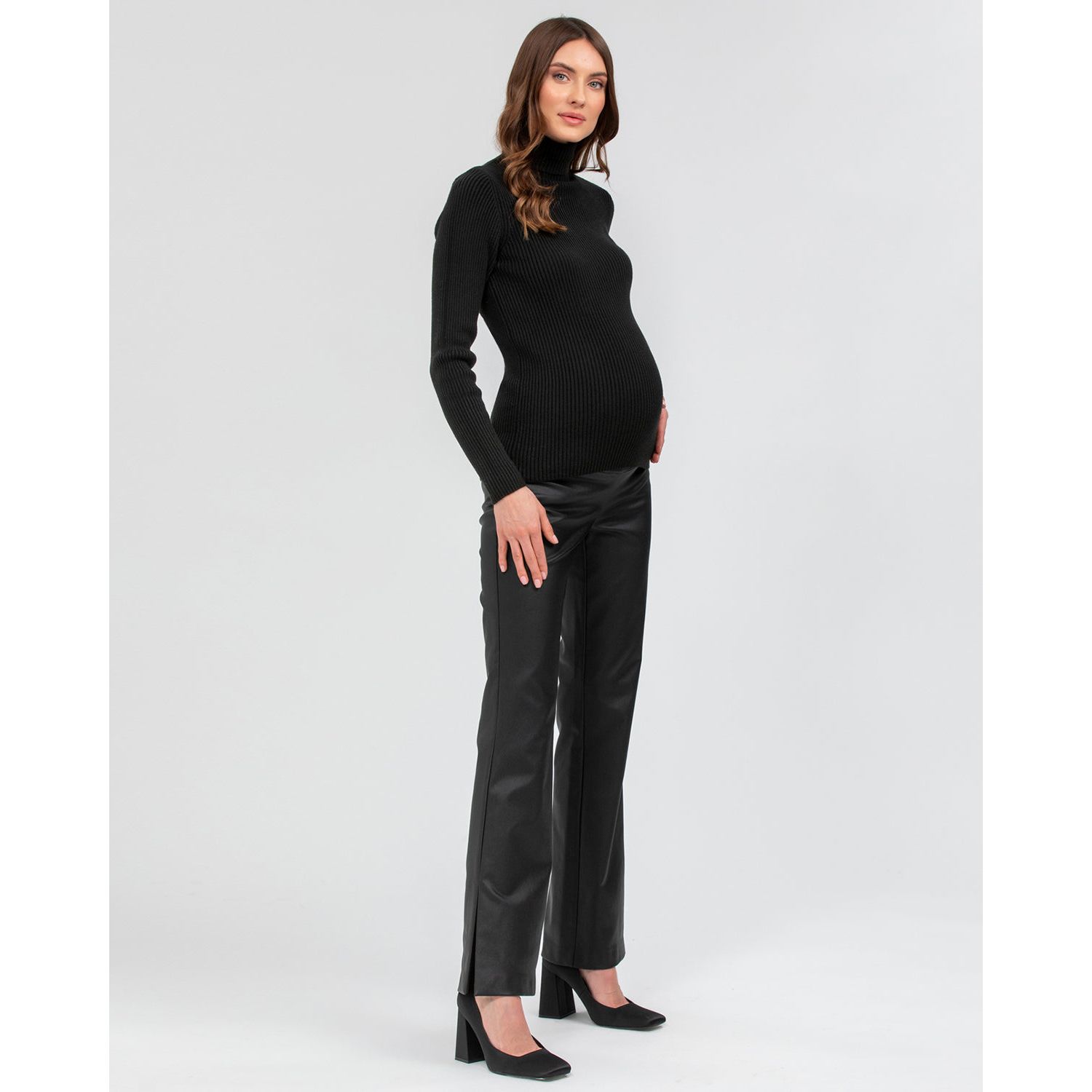Maternity Long Sleeve Turtleneck Rib Knit Jumper Aurora