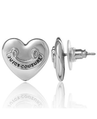 Heart Stud Earrings with Iconic Logo