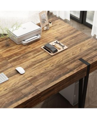 78.7 in. Width, Rectangular Brown Grain Wood Extendable Writing Desk Office Commercial Desk, Computer Meeting Table