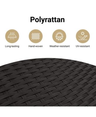 Patio Chairs with Cushions 2 pcs Black Poly Rattan