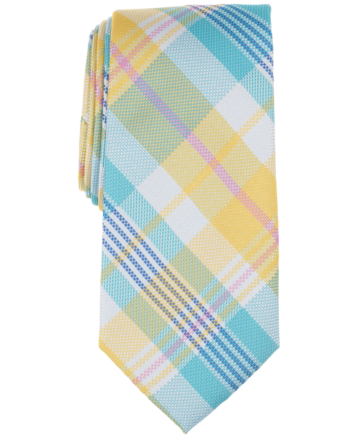 Club Room Men's Austine Plaid Tie, Created For Macy's In Aqua