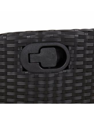 Reclining Patio Chair with Cushions Black Poly Rattan